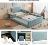 Polsterbett mit Tisch, Hocker, gepolstertem Kopfteil, Lattenrost und Regal, 90x200 cm, Kinderbett, Einzelbett, Samt Bild 4