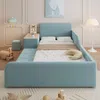 Polsterbett mit Tisch, Hocker, gepolstertem Kopfteil, Lattenrost und Regal, 90x200 cm, Kinderbett, Einzelbett, Samt Bild 2