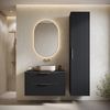 Badplaats Waschbeckenunterschrank Rimini 80 x 46 cm Schwarz Matt - Hängender Badezimmerschrank mit 2 Schubladen und Hochschrank Bild 4