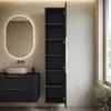 Badplaats Waschbeckenunterschrank Rimini 80 x 46 cm Schwarz Matt - Hängender Badezimmerschrank mit 2 Schubladen und Hochschrank Bild 5