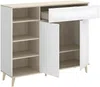 Vente-unique - Küchenschrank mit 2 Türen, 1 Schublade & 4 Ablagen - Weiß & Eichefarben - WAJDI Bild 4
