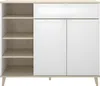 Vente-unique - Küchenschrank mit 2 Türen, 1 Schublade & 4 Ablagen - Weiß & Eichefarben - WAJDI Bild 2