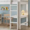 Hochbett mit Schreibtisch, Schubladenschrank, Rausfallschutz und Leiter, 90x200cm, Kinderbett, Jugendbett, Kiefer Bild 5