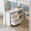 Hochbett mit Schreibtisch, Schubladenschrank, Rausfallschutz und Leiter, 90x200cm, Kinderbett, Jugendbett, Kiefer Bild 4