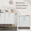 Sideboard Weiß mit 3 Türen, verstellbaren Einlegeböden und Metallfuß,80.5x138x40 cm Bild 5