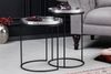 Modernes 2er Set Beistelltisch MARTELLO schwarz silber abnehmbare Tabletts Hammerschlag Bild 3