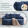 REDOM Sofa kompaktes Design ohne Federkern, inklusive drei Zierkissen, mit geschwungener Form, Chenille-Kissen im Wolkenmuster, Loungesofa Bild 2