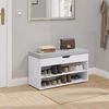 VASAGLE Schuhbank mit Sitzkissen, Schuhregal mit 3 Ebenen, 30 x 80 x 44 cm, weiß-grau Bild 2