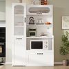 BlingBin Hochschrank 98×40×177cm Küchenbuffet mit Verstellbaren Regalböden & Schubladen (1er Set, 1-St, Küchenschrank mit Ausziehbaren Regalböden und Riffelglas) Aufbewahrungsschrank für Esszimmer, Wohnzimmer und Küche, Weiß Bild 1