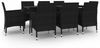 vidaXL 9-tlg. Garten-Essgruppe mit Kissen Poly Rattan und Glas 3099738 Bild 2