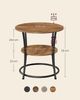 VASAGLE Beistelltisch, Couchtisch rund, Sofatisch, 2 Ablagen, Wohnzimmer, Schlafzimmer, einfacher Aufbau, Stahlrahmen, Industrie-Design, walnussbraun-tintenschwarz Bild 5