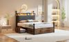Multifunktionales Bett, Stauraum, schmiedeeiserner Baldachin, abnehmbare Bettpfosten, LED- und USB-/Typ-C-Anschlüsse, zwei Schubladen, Eiseneinzelbett, Jugendbett, ohne Farbe angegeben, 90 × 190 cm Bild 4