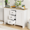 Merax Warmweißer Holz-Sideboard mit 2 Türen und 3 Schubladen – Mit Silbernen Griffen, Verstellbarem Regal und Soft-Close-Scharnieren – 116 cm Lang x 35 cm Breit x 81 cm Hoch Bild 3