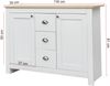 Merax Warmweißer Holz-Sideboard mit 2 Türen und 3 Schubladen – Mit Silbernen Griffen, Verstellbarem Regal und Soft-Close-Scharnieren – 116 cm Lang x 35 cm Breit x 81 cm Hoch Bild 4