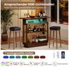 COSTWAY Bartisch, LED Hausbar Weinschrank Rattan mit 3-reihigen Glashaltern Bild 2