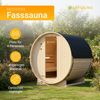 Artsauna Outdoor Fasssauna Spitzbergen 180 für 4 Personen - 6 kW Ofen, Saunasteine & Zubehör - Saunafass aus Fichtenholz - Außensauna Gartensauna Bild 2