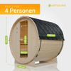 Artsauna Outdoor Fasssauna Spitzbergen 180 für 4 Personen - 6 kW Ofen, Saunasteine & Zubehör - Saunafass aus Fichtenholz - Außensauna Gartensauna Bild 4