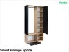 MEBLINI Garderobenschrank Flur mit Spiegel - MILANO - 100x33x190cm R/L - Artisan Eiche/Schwarz - Garderobe Schrank - Flurgarderobe schmal - Garderobe Flur Möbel Set - Flurschrank hoch Bild 2