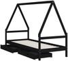 vidaXL Kinderbett mit Schubladen Schwarz 90x200 cm Massivholz Kiefer 834470 Bild 4