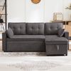L-förmiges Schlafsofa Grau, 211x130x86 cm, 3-Sitzer mit Stauraum & Getränkehaltern Bild 2