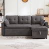 L-förmiges Schlafsofa Grau, 211x130x86 cm, 3-Sitzer mit Stauraum & Getränkehaltern Bild 2