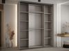Kleiderschrank Dyzzer 3 200 cm mit 3 Schiebetüren, Frontspiegel, 2 Kleiderstangen, cashmere / schwarz Bild 2