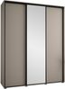 Kleiderschrank Dyzzer 3 200 cm mit 3 Schiebetüren, Frontspiegel, 2 Kleiderstangen, cashmere / schwarz Bild 3