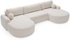 GrainGold Ecksofa U-Form AURIO mit Schlaffunktion und Bettkasten - Weiß, Universal, Wellenfedern, T30-Schaum Bild 2