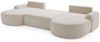 GrainGold Ecksofa U-Form AURIO mit Schlaffunktion und Bettkasten - Weiß, Universal, Wellenfedern, T30-Schaum Bild 3