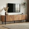 Modernes TV-Möbel mit Metallbeinen, Atlantic Pine & Schwarz, 180 x 30 x 45 cm | 100% melaminbeschichtete Spanplatte, 18 mm dick | stilvolles industrielles Design für Wohnzimmer & Unterhaltungsbereiche Bild 2