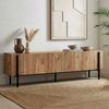 Modernes TV-Möbel mit Metallbeinen, Atlantic Pine & Schwarz, 180 x 30 x 45 cm | 100% melaminbeschichtete Spanplatte, 18 mm dick | stilvolles industrielles Design für Wohnzimmer & Unterhaltungsbereiche Bild 4
