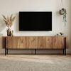 Modernes TV-Möbel mit Metallbeinen, Atlantic Pine & Schwarz, 180 x 30 x 45 cm | 100% melaminbeschichtete Spanplatte, 18 mm dick | stilvolles industrielles Design für Wohnzimmer & Unterhaltungsbereiche Bild 3