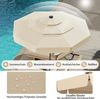 300 cm Sonnenschirm mit LED-Beleuchtung Beidseitig um 35° Knickbarer Gartenschirm Beige Bild 5