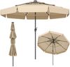 300 cm Sonnenschirm mit LED-Beleuchtung Beidseitig um 35° Knickbarer Gartenschirm Beige Bild 1