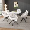 2er-Set Drehstühle in Beige, 79 x 59 x 65 cm – ergonomischer Samtstuhl mit Rollen und Metallgestell Bild 2