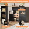 Bartisch aus MDF, ausziehbar & 360° drehbar mit Stauraum, 138-204x39x104 cm, Schwarz Bild 2