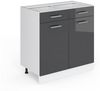 Küchenunterschrank R-Line Anthrazit Hochglanz 80 cm ohne Arbeitsplatte Vicco Bild 5