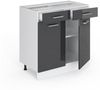 Küchenunterschrank R-Line Anthrazit Hochglanz 80 cm ohne Arbeitsplatte Vicco Bild 3