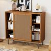 Sideboard mit Rattan-Schiebetüren, 100 x 37 x 90 cm, Walnuss Bild 5