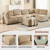 Modulares 6-Sitzer-Sofa aus Cord, flexibel als U-Form/L-Form/Schlafsofa, 308x154x81,99 cm, Khaki Bild 5