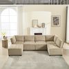 Modulares 6-Sitzer-Sofa aus Cord, flexibel als U-Form/L-Form/Schlafsofa, 308x154x81,99 cm, Khaki Bild 2