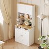 Sideboard 80 x 40 x 175 cm im Scheunentor-Design mit Lochwand, Schubladen und Stauraum in Weiß und Natur Bild 4