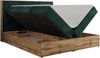Doppelbett, Boxspringbett mit Bettkästen, Multipocket-Matratze und Topper, Set mit Kopfteil, Eiche Wotan Holzrahmen - WOOD CLASSIC - 180 x 200 cm - Dunkelgrün Cord - H3 Bild 5