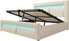 Polsterbett 160x200 cm mit Stauraum, LED und USB-/Type-C-Anschlüssen – beige Bild 5