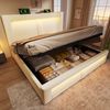 Polsterbett 160x200 cm mit Stauraum, LED und USB-/Type-C-Anschlüssen – beige Bild 1