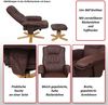 Relaxsessel M56, Fernsehsessel TV-Sessel mit Hocker Ottomane, Kunstleder Eukalyptus Holz FSC®-zertifiziert ~ creme Bild 2