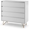 Kommode 90 x 40 cm aus MDF Weiß mit 4 Schubladen und Metallbeinen in Gold Bild 2