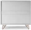 Kommode 90 x 40 cm aus MDF Weiß mit 4 Schubladen und Metallbeinen in Gold Bild 5