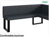 MEBLINI Eckbank für Esszimmer mit ausziehbarem Tisch - Küchenbank - Essecke - Sitzecke Küche - PETER - U-Beine 128x168x87cm Rechts - Dunkelgrau Kunstleder/M Weiß Matt Bild 5