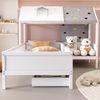 Merax Hausförmiges Kinderbett aus Holz, Einzelbett, multifunktional, mit Zeltstoff & Kissen, Schubladen unten, ohne Matratze, 90*200, weiß Bild 2